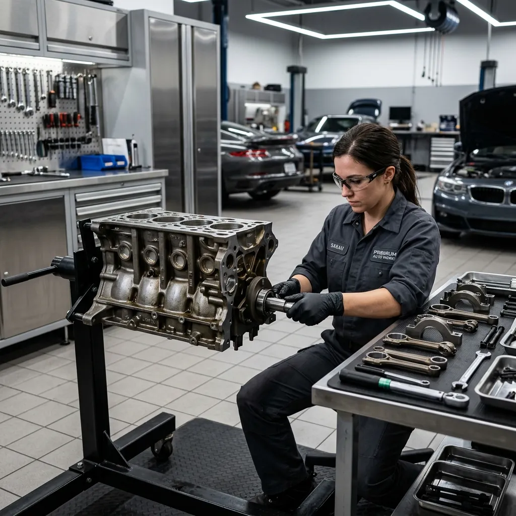 Professional mechanic repairing car engine